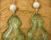 Vintage Milk Glass Earrings with lucite, plastic on sterling silver - Flo Earrings