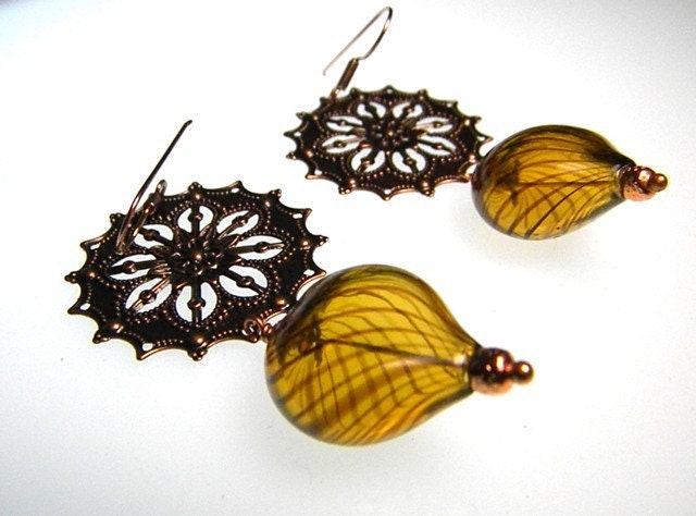 Danish Lamp Earrings on copper - Adela Earrings