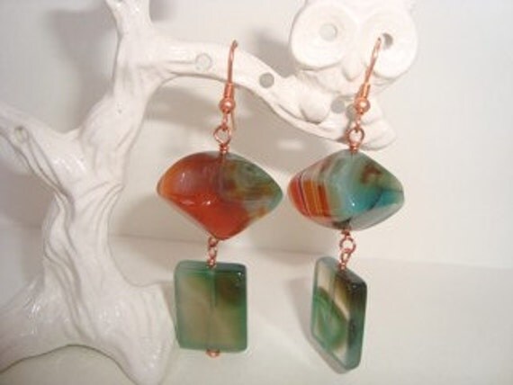 Agate Earrings - ON SALE  - Green Acres Earrings down from 48.00