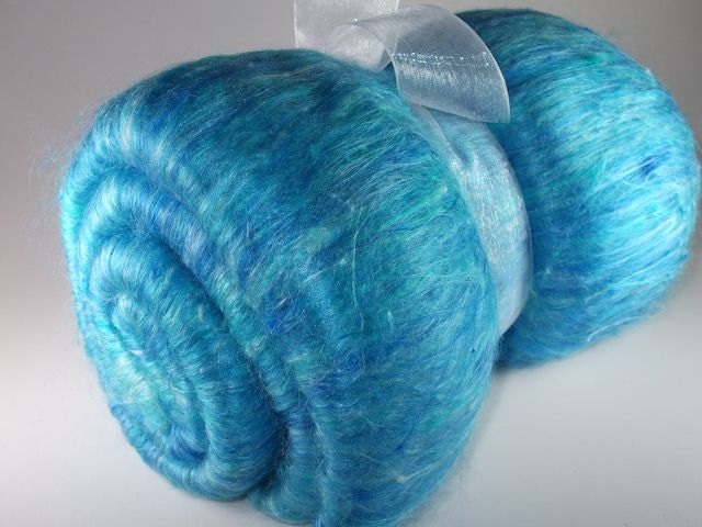 Luxury Lightly TEXTURED Grade A Mulberry SILK Spinning Fiber Batt - Deep (approx. 3.9 ounces)