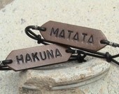 Hakuna Matata - Set of two - adjustable leather bracelets - gaucho knot secured