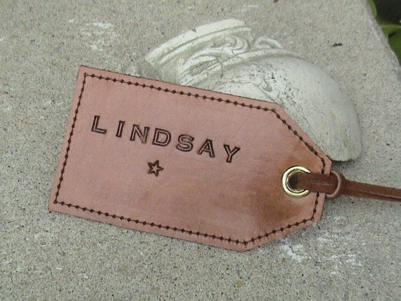 PERSONALIZED All Leather Luggage Tag - single tag