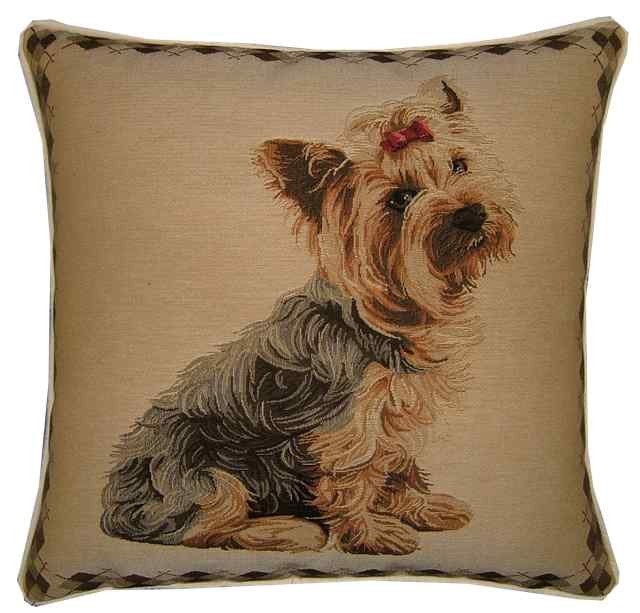 Yorkshire Terrier Yorkie Argyl Check Tapestry Cushion Cover