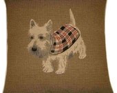 West Highland Terrier Westie In Coat Woven Tapestry Cushion Cover Pillow Sham