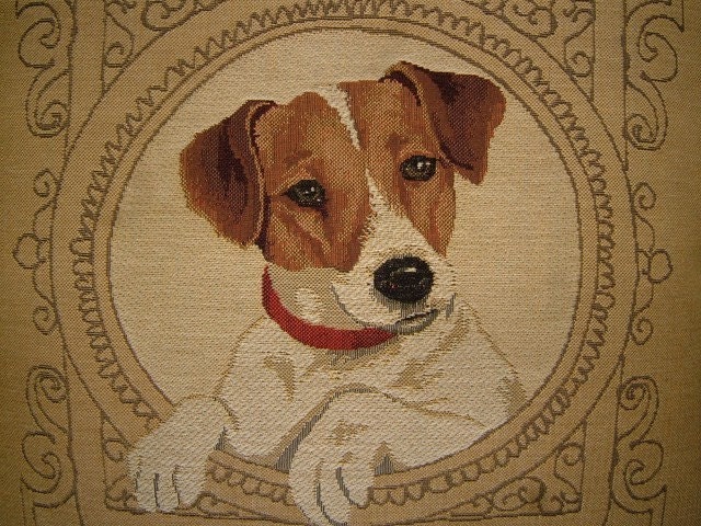 Medallion Jack Russell Terrier Cream Woven Tapestry Cushion Cover Sham