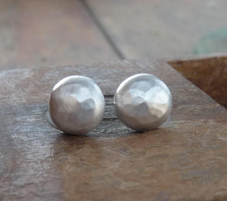 eco friendly studs,  Matte silver studs earrings,  studs earrings