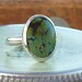 Green spider web Turquoise and silver ring