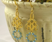 Aquamarine Crystal Chandelier Earrings
