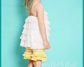 Yellow  and white stripe knit ruffle short (12m to 8 years)  single or double ruffle Shorties  Read listing in its entirety