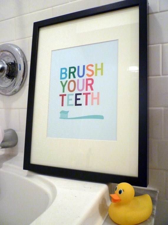 Brush Your Teeth - 8 x 10 bathroom art print