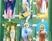 Vintage Victorian Scrap Rare Religious Sheet Angels