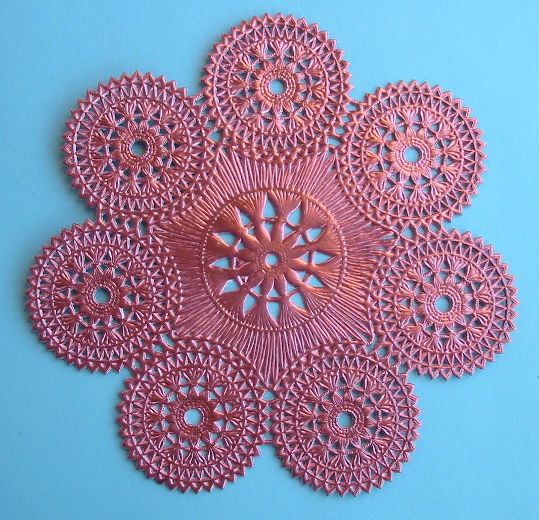 German Dresden Large Pink Ornate Circle Ornament