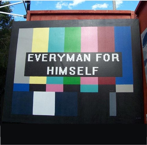 Everyman For Himself 40x60 acrylic on canvas Katrina inspired