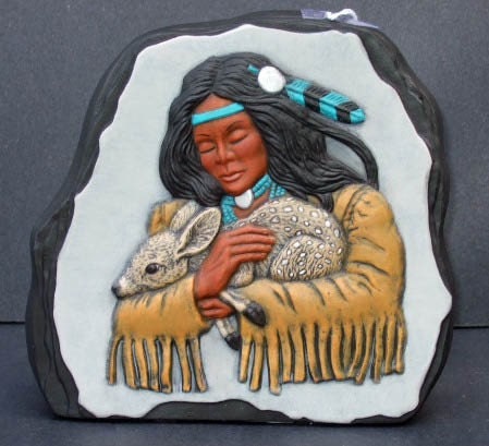 Indain maiden with fawn