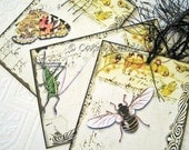 Insect Tags, butterflies bee dragonfly katydid luna moth