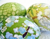 Easter Eggs Spring Green Origami Decoupage floral yellow chartreuse avocado