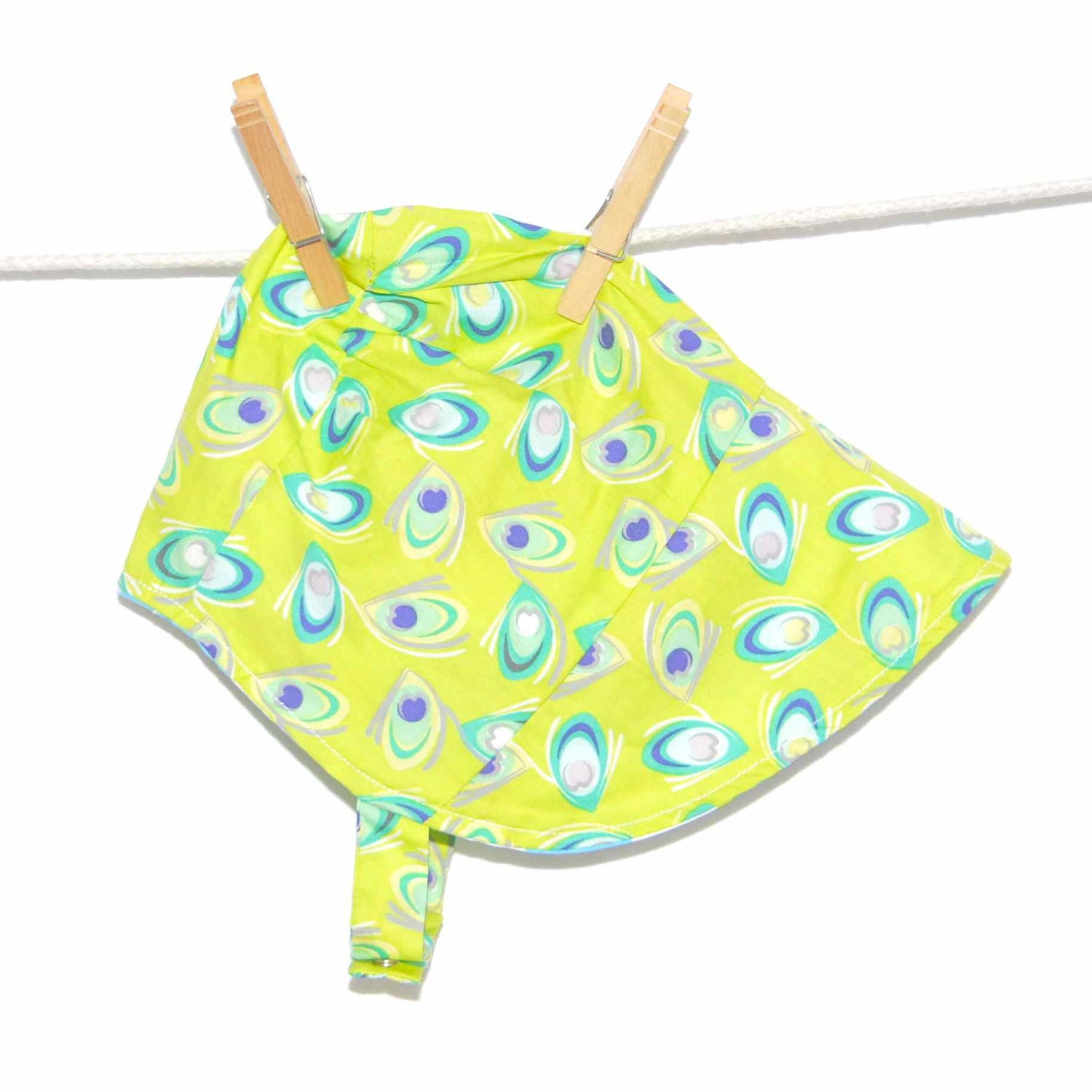 UB2  PEACOCK EYE a bright, showy peacocks and flowery little baby girl sun hat by The Urban Baby Bonnet--- size large
