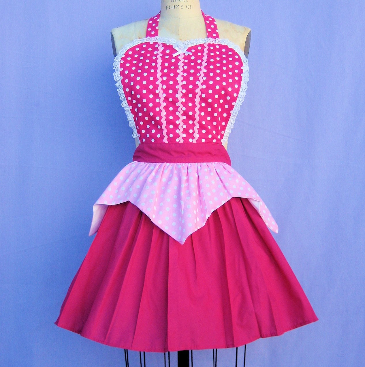 retro apron AURORA Sleeping Beauty  inspired pink APRON womens full costume apron
