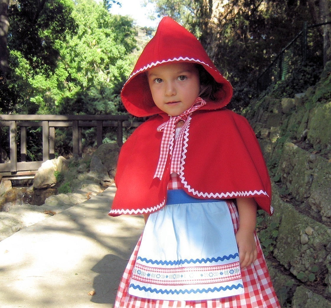 Halloween Costume Little Red Riding Hood dress red gingham retro apron dress costume for girls and toddlers