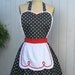 Retro apron LUCY ...... black polka dot with red apron fifties sexy hostess gift vintage inspired flirty womens full apron