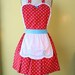 apron LUCY ...... RETRO fifties Red Polka Dot Apron flirty hostess gift womens full apron