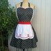 apron LUCY .... black polka dots with red  womens full apron flirty hostess gift vintage inspired flirty womens full apron