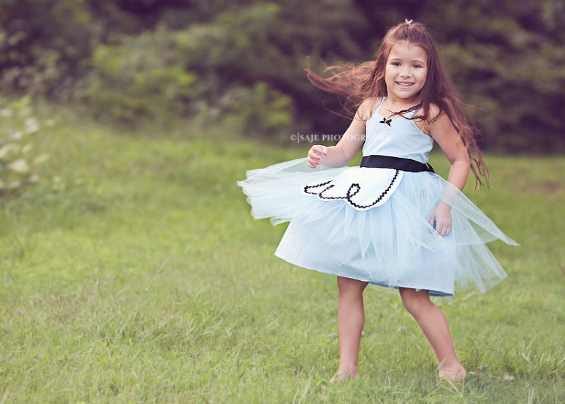ALICE IN WONDERLAND dress for girls fairy tale special occasion or tea party handmade costume