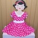MINNIE MOUSE dress  Party Dress  in Hot pink Polka Dots super twirly peasant dress costume Birthday party