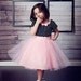 TUTU  DRESS in black polka dot Pink tulle skirt for baby toddler girl .. holiday birthday party  portrait flower special occasion