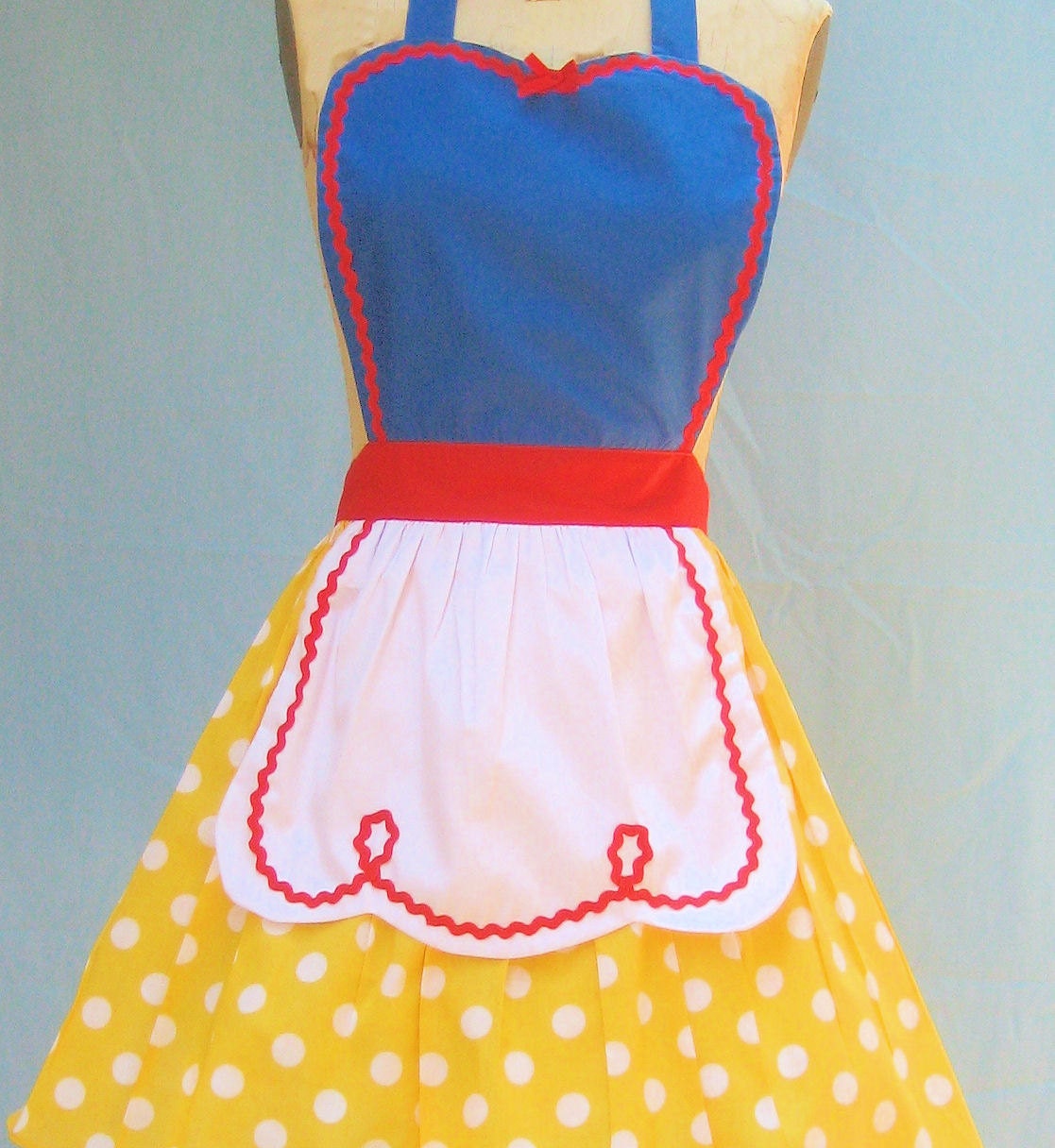 retro apron SNOW WHITE inspired retro APRON womens full costume aprons