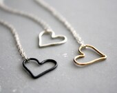 GOLD Open Heart - 14kt gold fill heart on bright sterling silver chain
