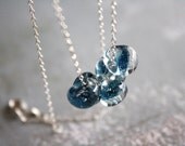 Glass Droplet Necklace - shimmering teal blue - lampwork boro glass beads & sterling silver chain