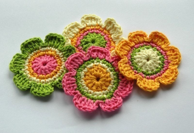 Crochet Applique in Fresh Floral Shades