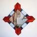 Stained Glass Mirror, Red, Blue, Off White