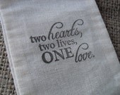 Favor Bags - SET OF 10 One Love Wedding Muslin Favor Bags Gift Bags or Candy Bags - Item 1230