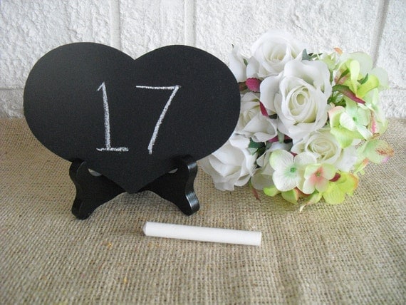 Chalkboard with Easel - ONE SMALL Chalkboard Heart with EASEL for table numbers and signs - Item 1096