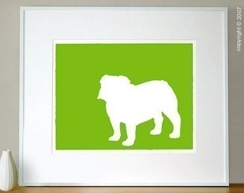 Mod English Bulldog Modern Silhouette Fine Art Print - 8x10