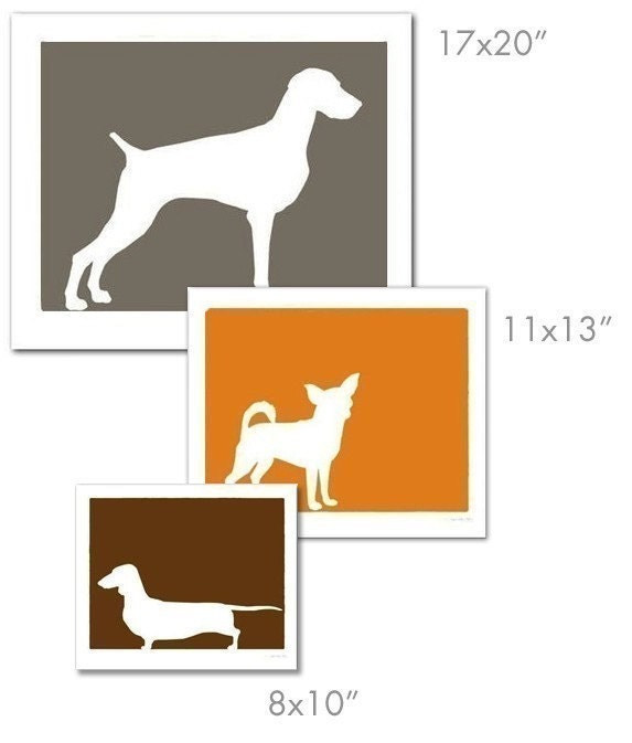 Mod Dachshund - 8x10 Fine Art Silhouette Dog Print in your choice of color