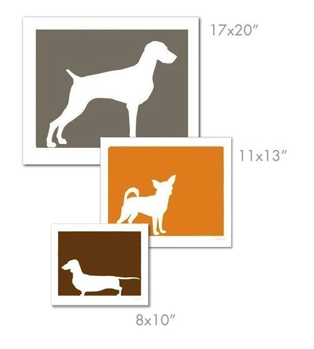 Mod Great Dane - Natural Ears - Dog Silhouette Fine Art Print 8x10
