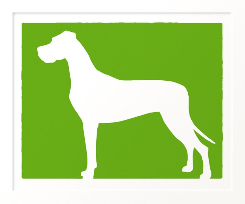 Mod Great Dane - Natural Ears - Dog Silhouette Fine Art Print 8x10