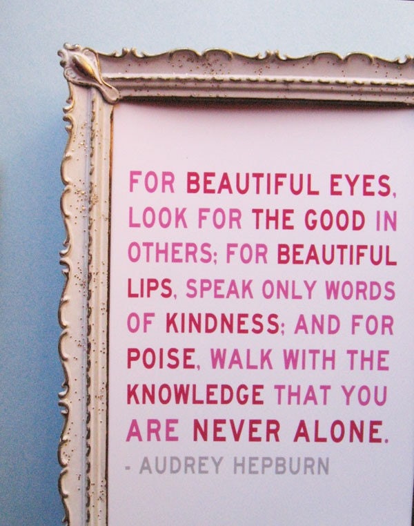 You Are Never Alone - 5 x 7 Audrey Hepburn Illustrated Quote Print