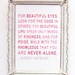 Audrey Hepburn Quote Print You Are Never Alone 8 x 10 Pinks and Gray Art