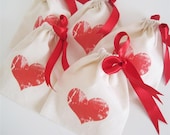 5 red heart pouches - 4 x 4.5