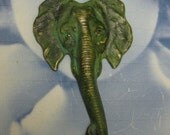Verdigris Patina Large Elephant Head Pendants 975VER x2