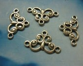 Silver Ox Plated Sweet Filigree Connectors 2083SOX x4
