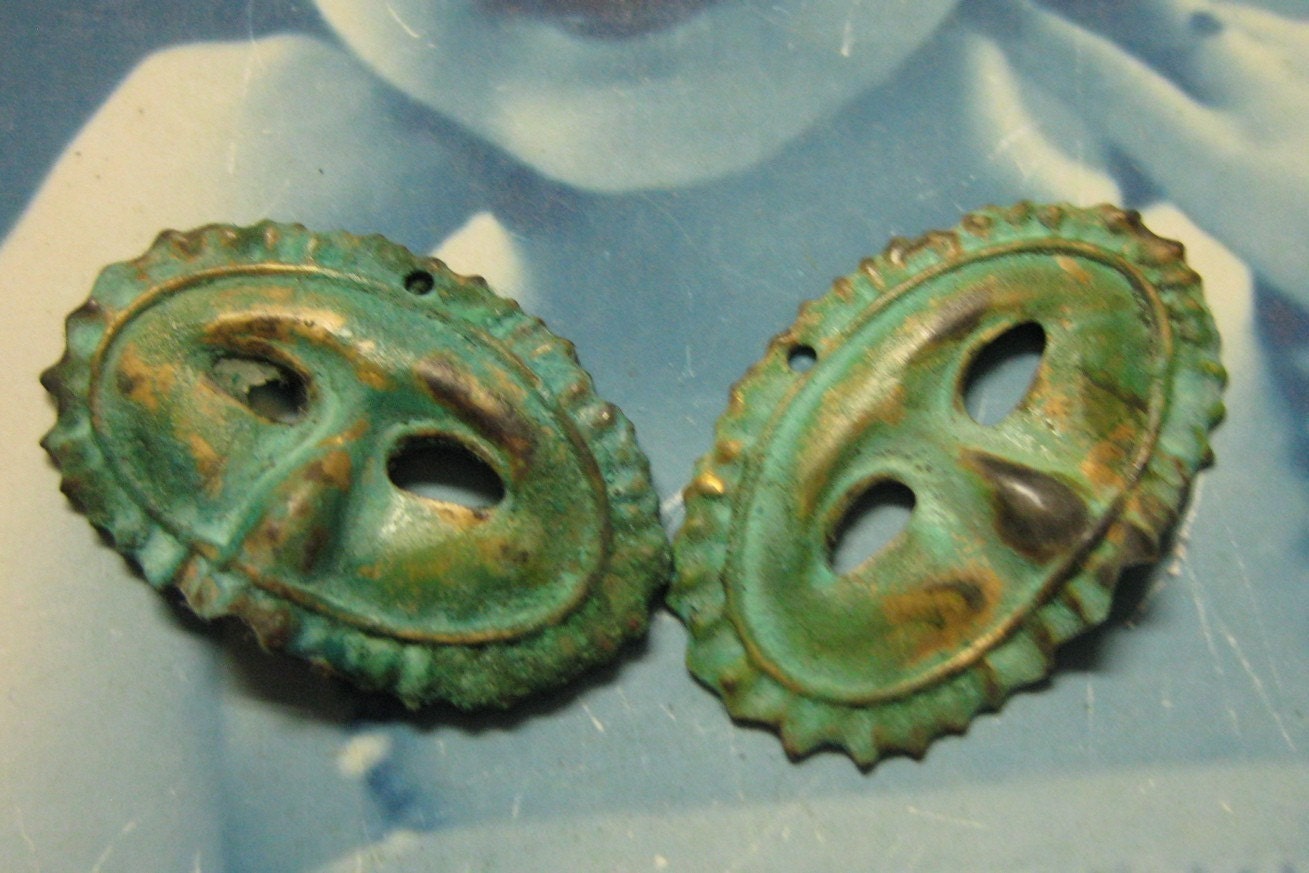 Brass Masquerade Mask Charms Verdigris Patina 632VER x2