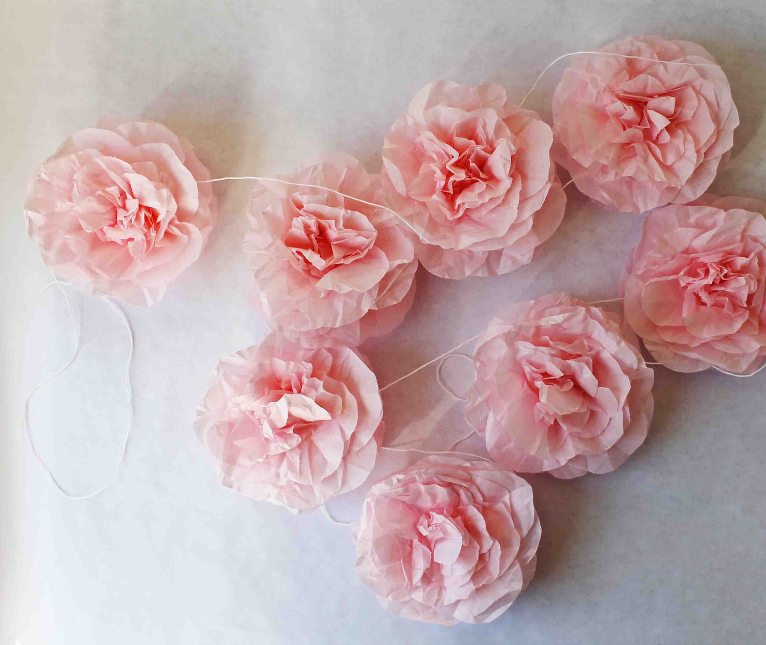 pink tissue paper rose garland / party decorations / wedding decorations