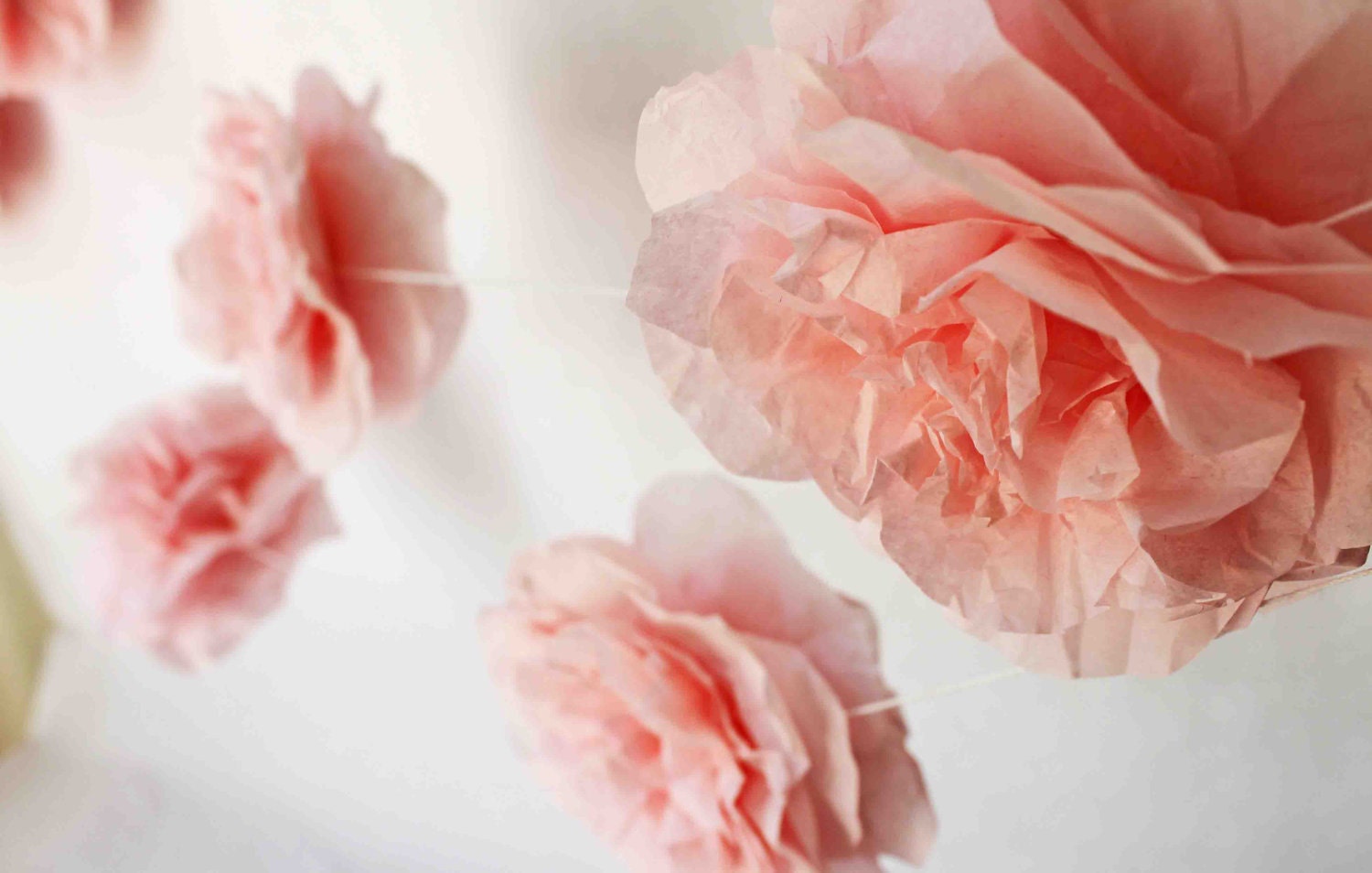 pink tissue paper rose garland / party decorations / wedding decorations