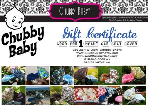 Gift Certificate for 1 infant car seat cover
