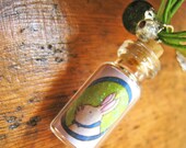 Painting in a Bottle Necklace - Green Organza -  Illustrated by Giulia Mauri